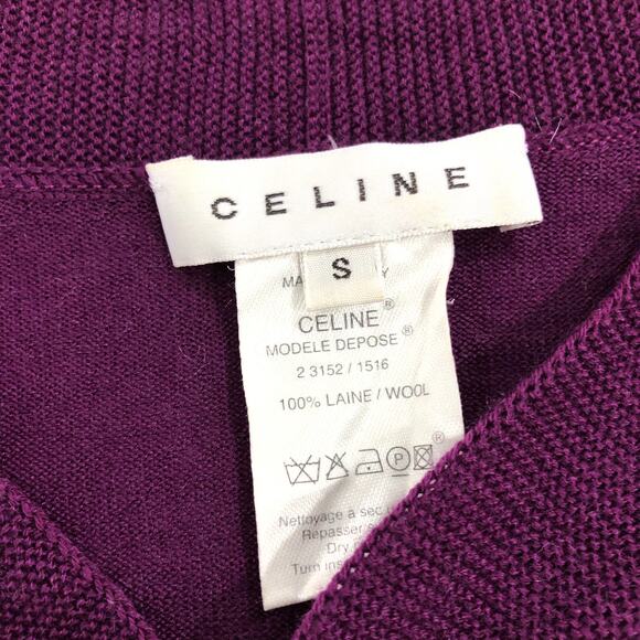 CELINE Purple Wool Front Tie Sweater Top - Picture 4 of 9
